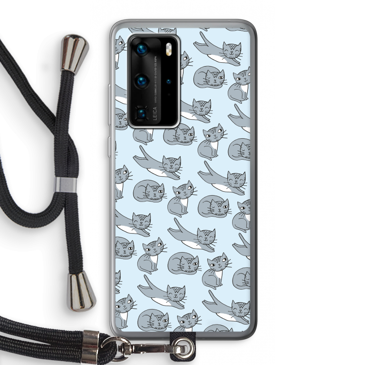 Poezen: Huawei P40 Pro Transparant Hoesje met koord