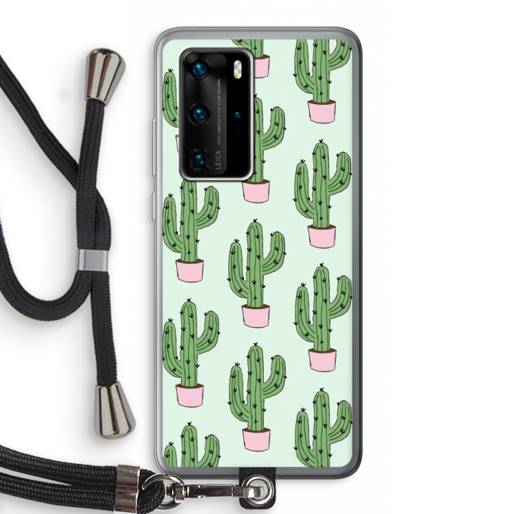 Cactus Lover: Huawei P40 Pro Transparant Hoesje met koord