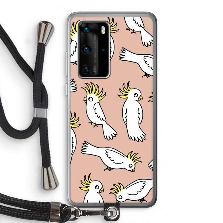 Papegaai: Huawei P40 Pro Transparant Hoesje met koord