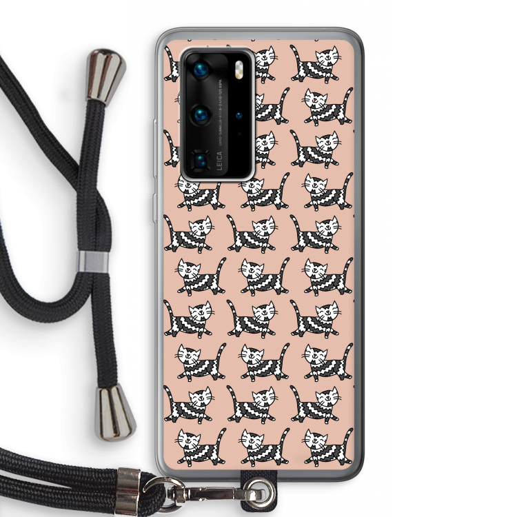 Zwarte poes: Huawei P40 Pro Transparant Hoesje met koord