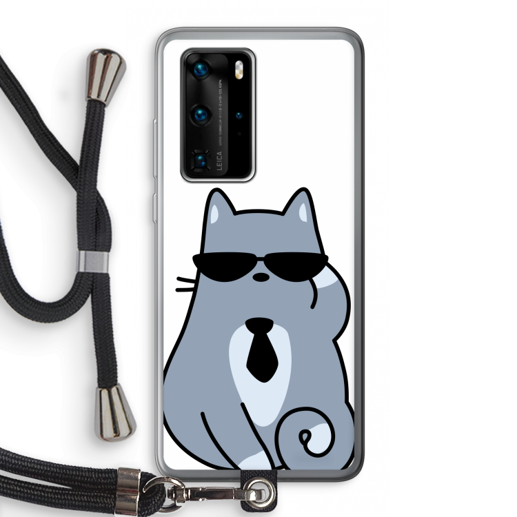 Cool cat: Huawei P40 Pro Transparant Hoesje met koord