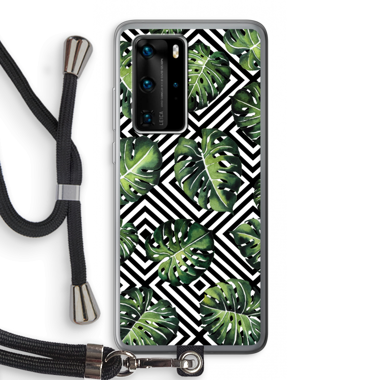 Geometrische jungle: Huawei P40 Pro Transparant Hoesje met koord