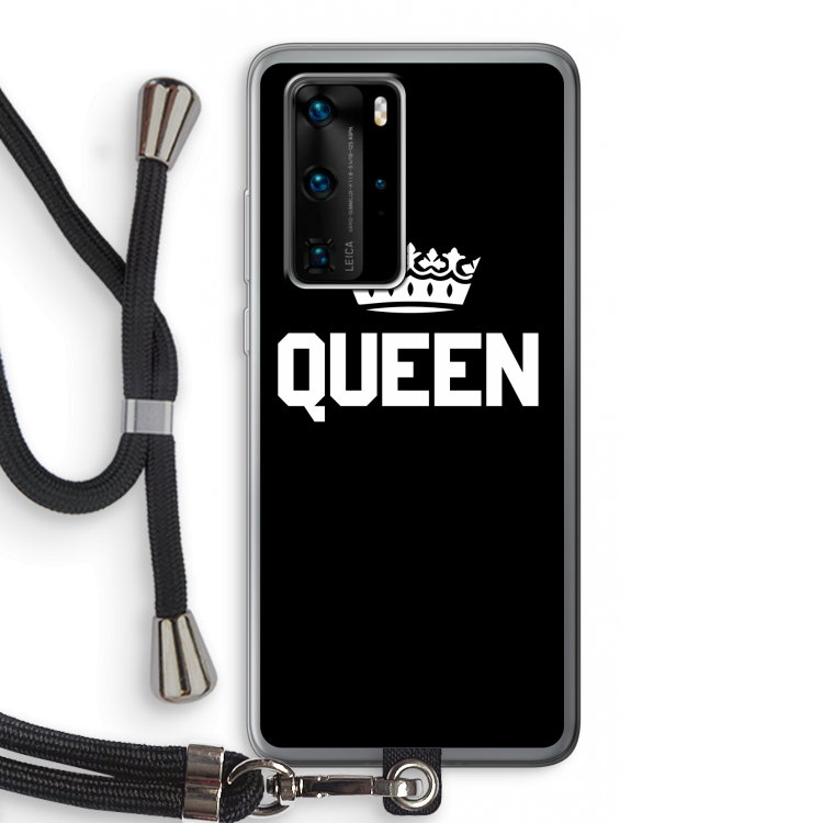 Queen zwart: Huawei P40 Pro Transparant Hoesje met koord