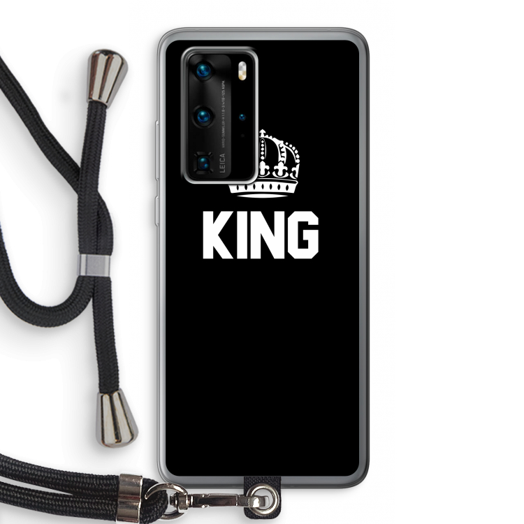King zwart: Huawei P40 Pro Transparant Hoesje met koord