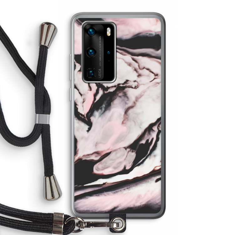 Roze stroom: Huawei P40 Pro Transparant Hoesje met koord