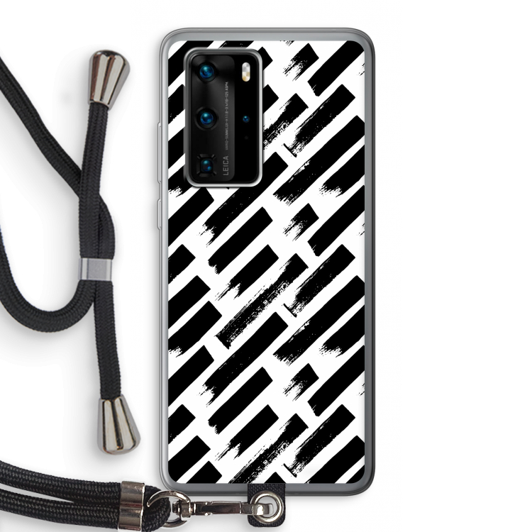 Zwarte vegen: Huawei P40 Pro Transparant Hoesje met koord