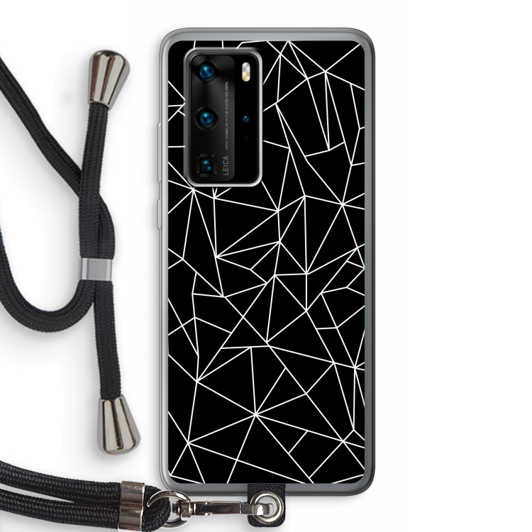 Geometrische lijnen wit: Huawei P40 Pro Transparant Hoesje met koord