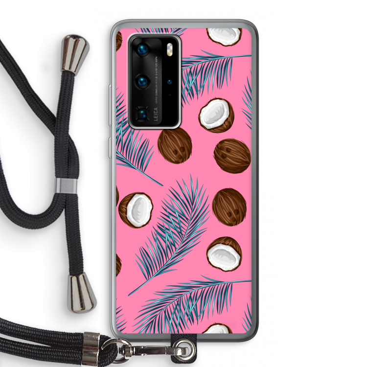 Kokosnoot roze: Huawei P40 Pro Transparant Hoesje met koord