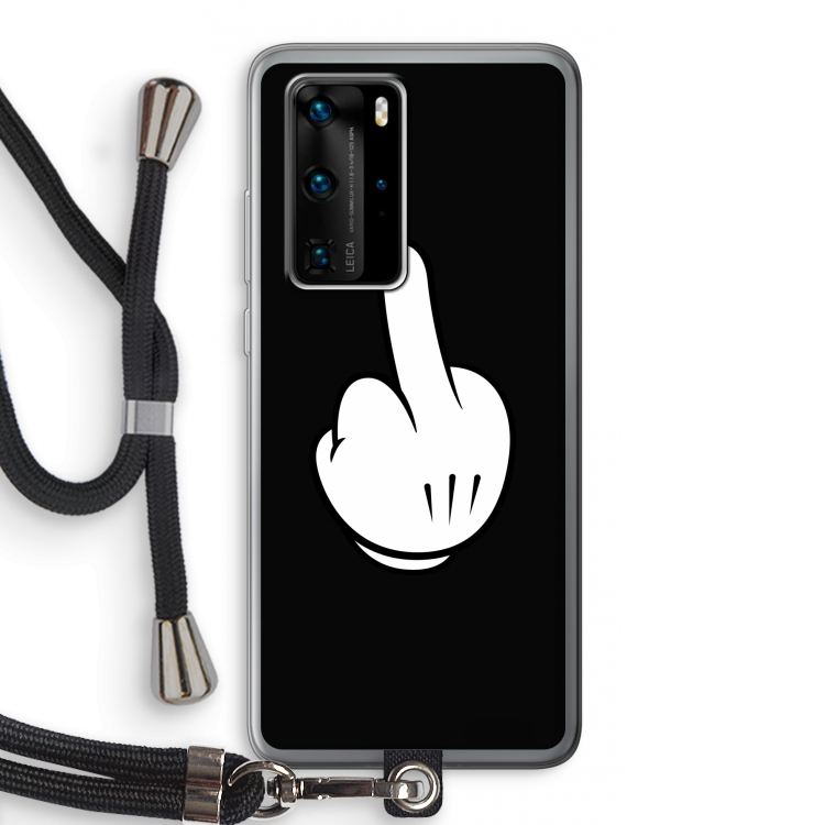 Middle finger black: Huawei P40 Pro Transparant Hoesje met koord