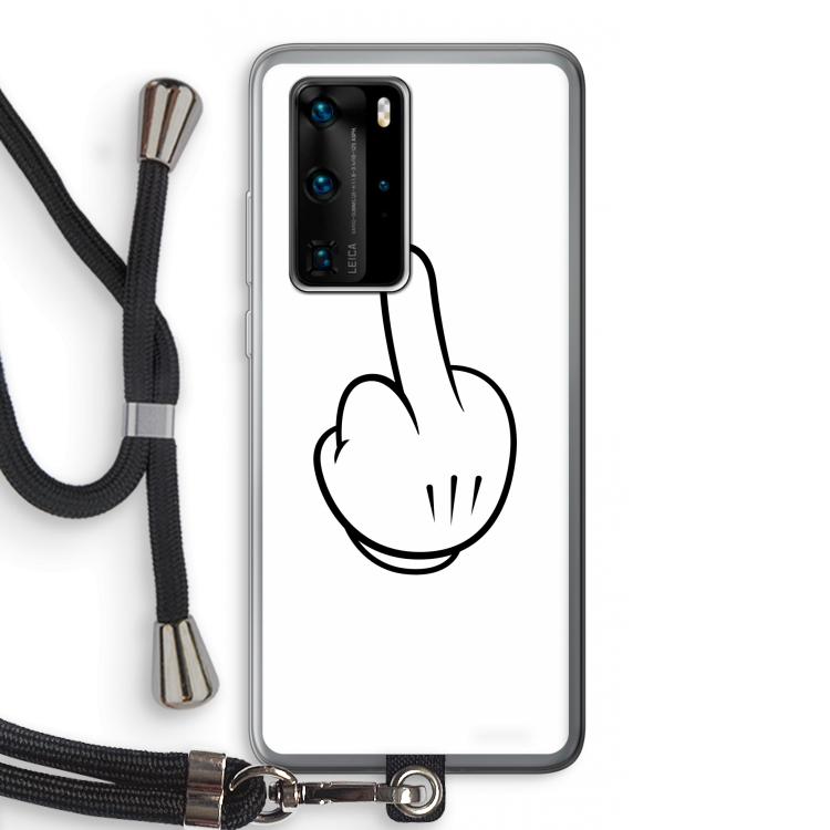 Middle finger white: Huawei P40 Pro Transparant Hoesje met koord