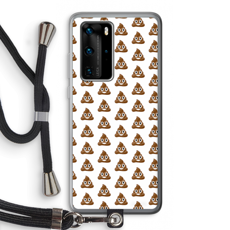 Poop emoji: Huawei P40 Pro Transparant Hoesje met koord