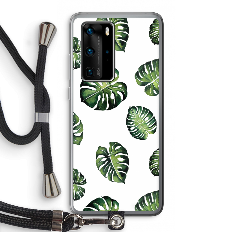 Tropische bladeren: Huawei P40 Pro Transparant Hoesje met koord