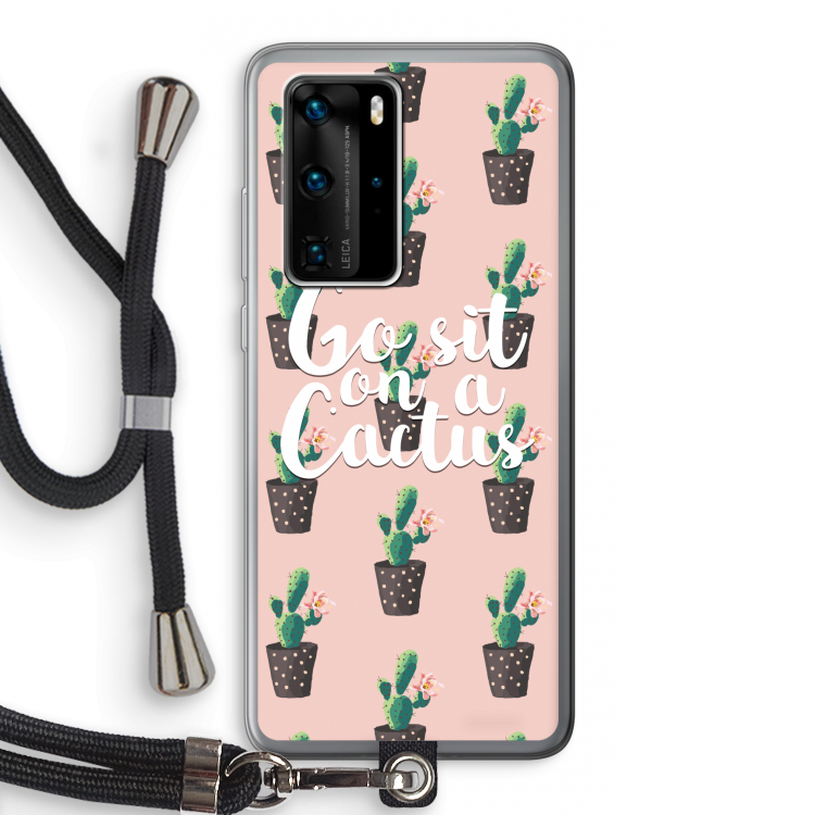 Cactus quote: Huawei P40 Pro Transparant Hoesje met koord