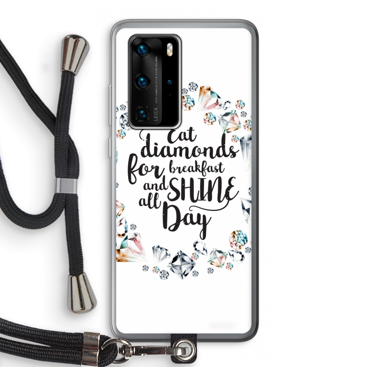Diamonds: Huawei P40 Pro Transparant Hoesje met koord
