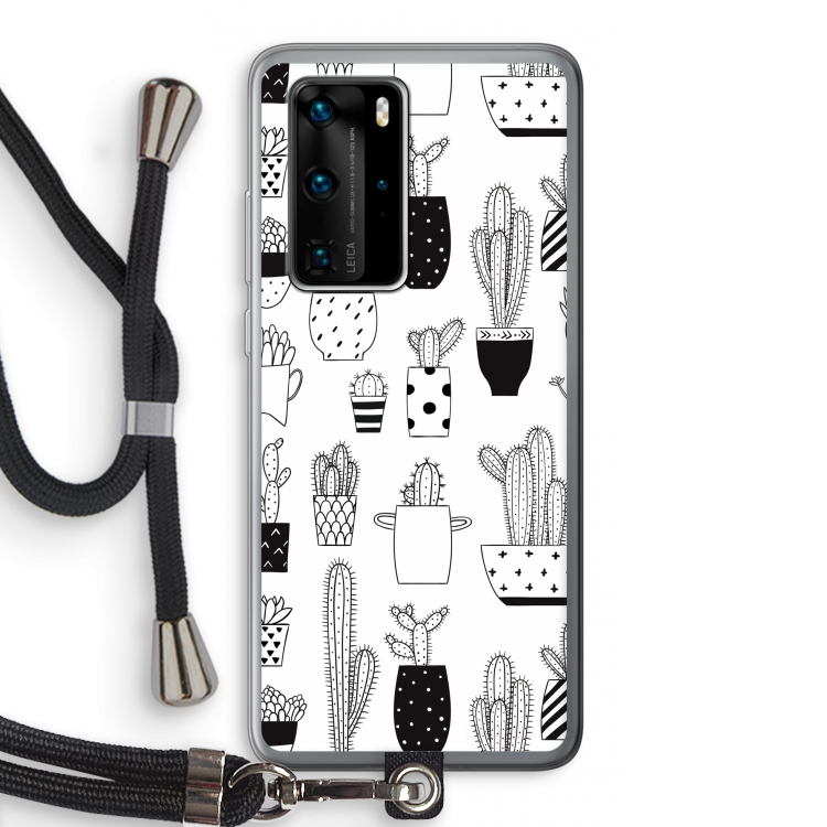 Cactusmotief: Huawei P40 Pro Transparant Hoesje met koord