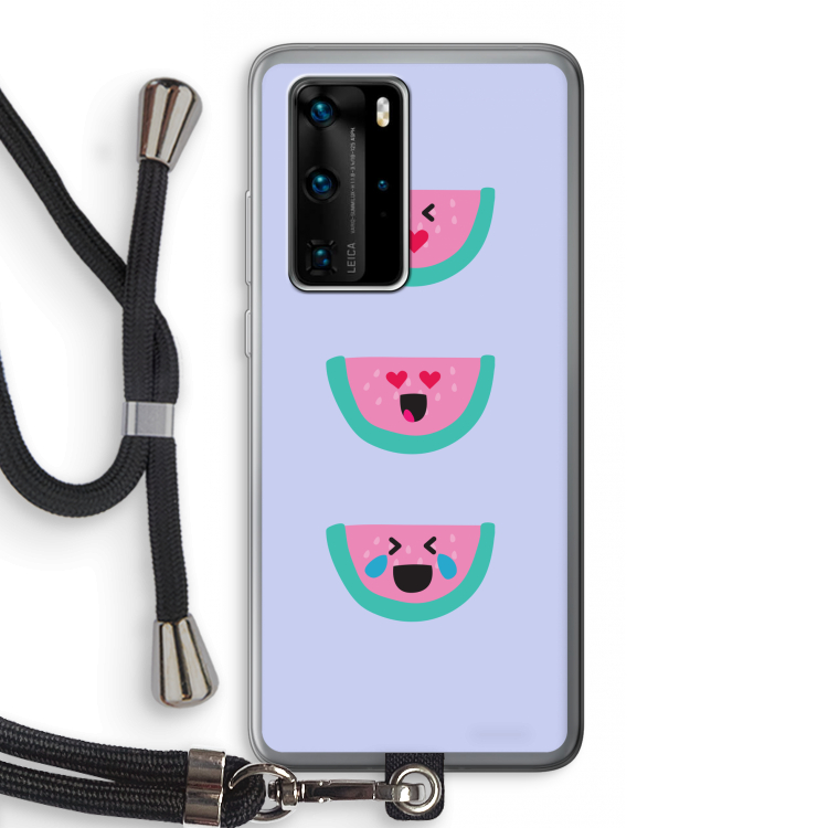 Smiley watermeloen: Huawei P40 Pro Transparant Hoesje met koord