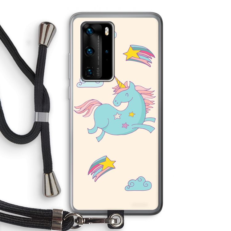 Vliegende eenhoorn: Huawei P40 Pro Transparant Hoesje met koord