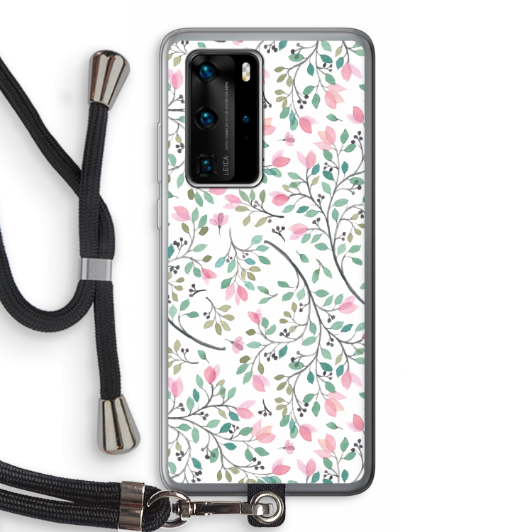 Sierlijke bloemen: Huawei P40 Pro Transparant Hoesje met koord