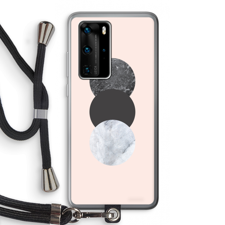 Marmeren cirkels: Huawei P40 Pro Transparant Hoesje met koord