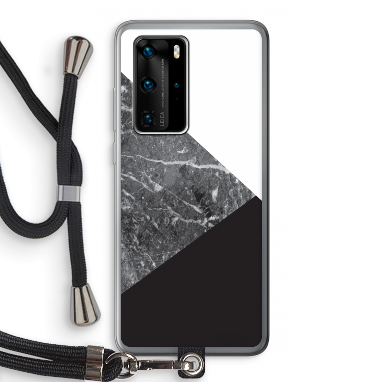 Combinatie marmer: Huawei P40 Pro Transparant Hoesje met koord