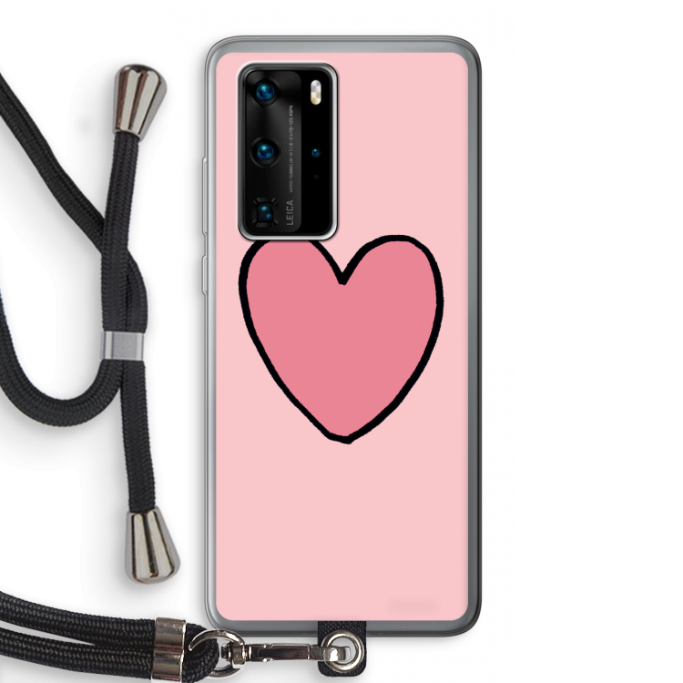 Hartje: Huawei P40 Pro Transparant Hoesje met koord