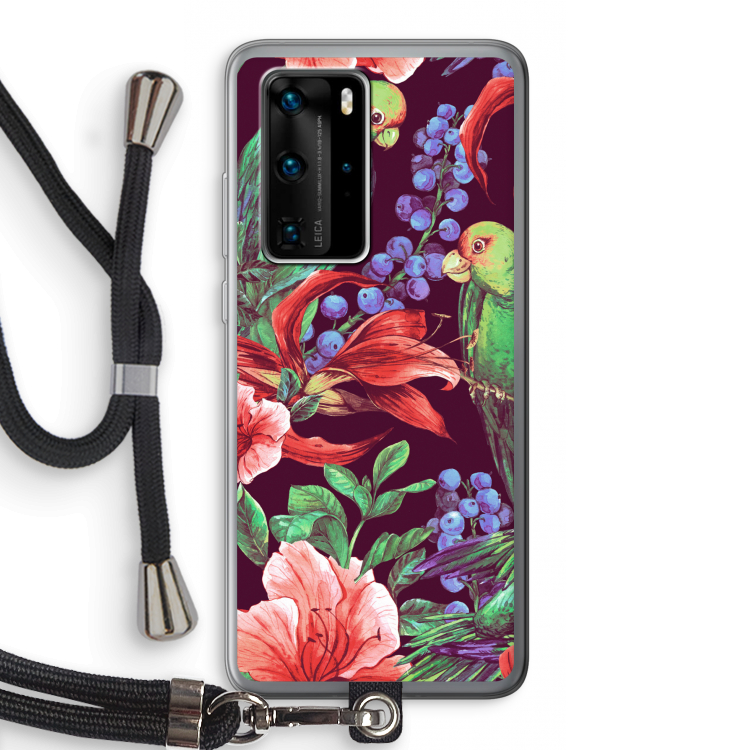 Papegaaien: Huawei P40 Pro Transparant Hoesje met koord