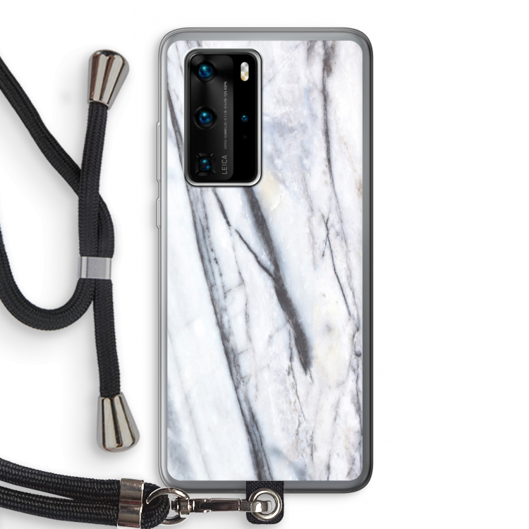 Gestreepte marmer: Huawei P40 Pro Transparant Hoesje met koord