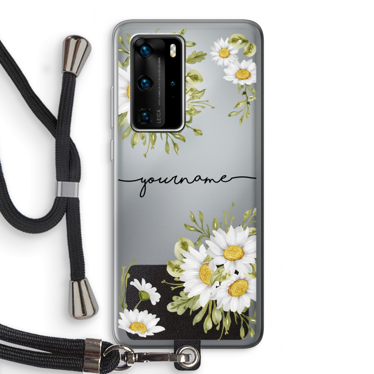 Daisies: Huawei P40 Pro Transparant Hoesje met koord