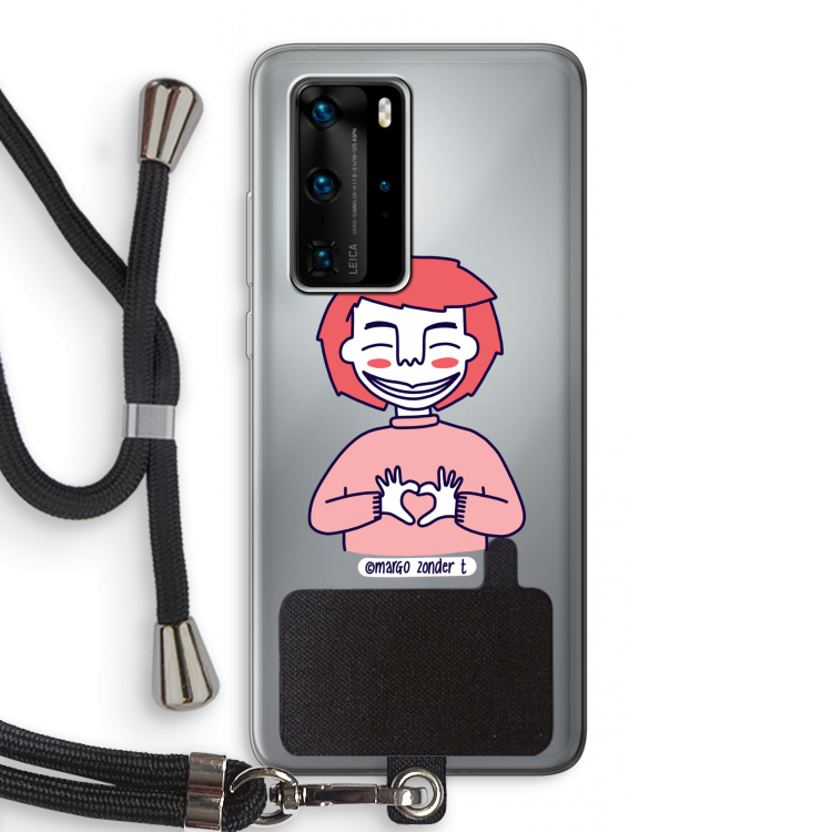 Hartje: Huawei P40 Pro Transparant Hoesje met koord