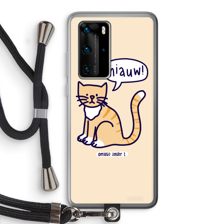 Miauw: Huawei P40 Pro Transparant Hoesje met koord