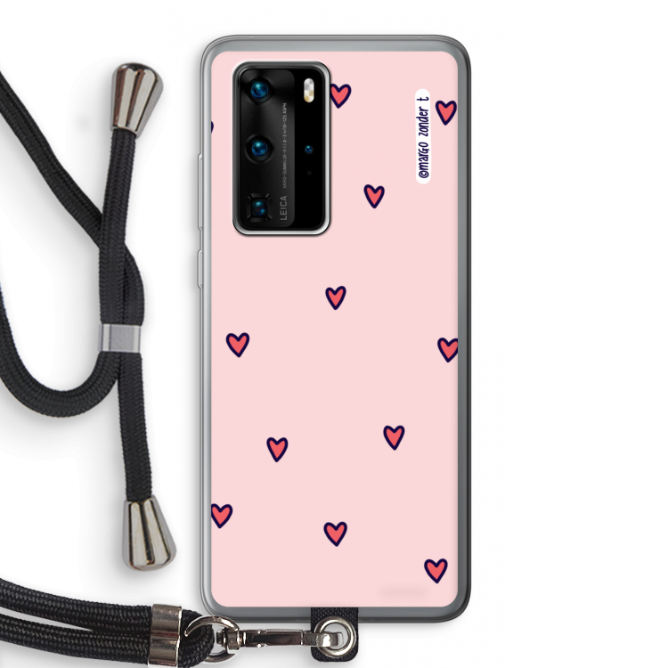 Hartjes: Huawei P40 Pro Transparant Hoesje met koord