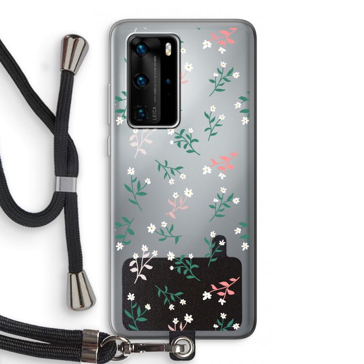 Small white flowers: Huawei P40 Pro Transparant Hoesje met koord
