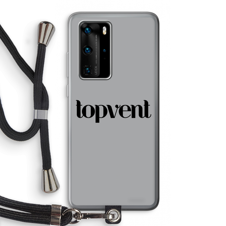 Topvent Grijs Zwart: Huawei P40 Pro Transparant Hoesje met koord