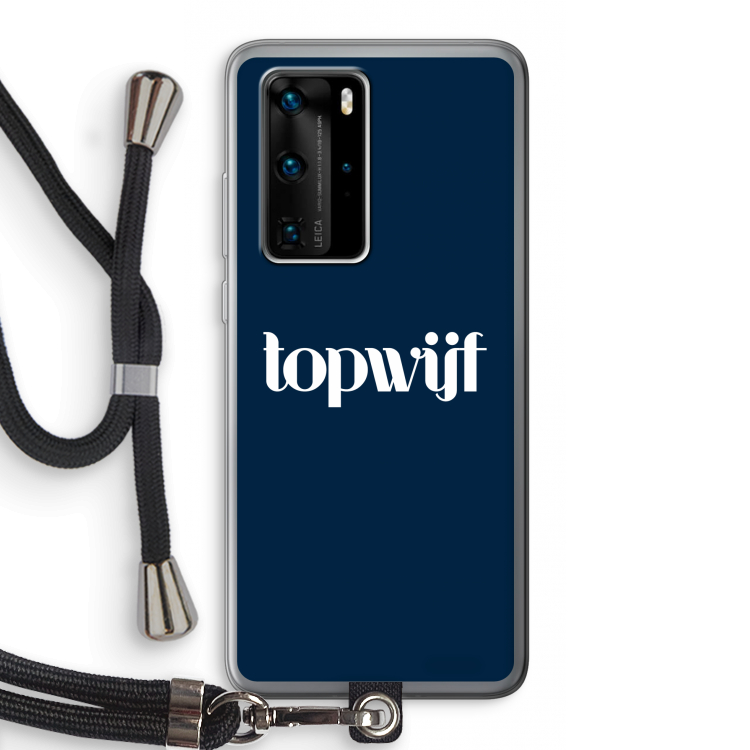 Topwijf Navy: Huawei P40 Pro Transparant Hoesje met koord