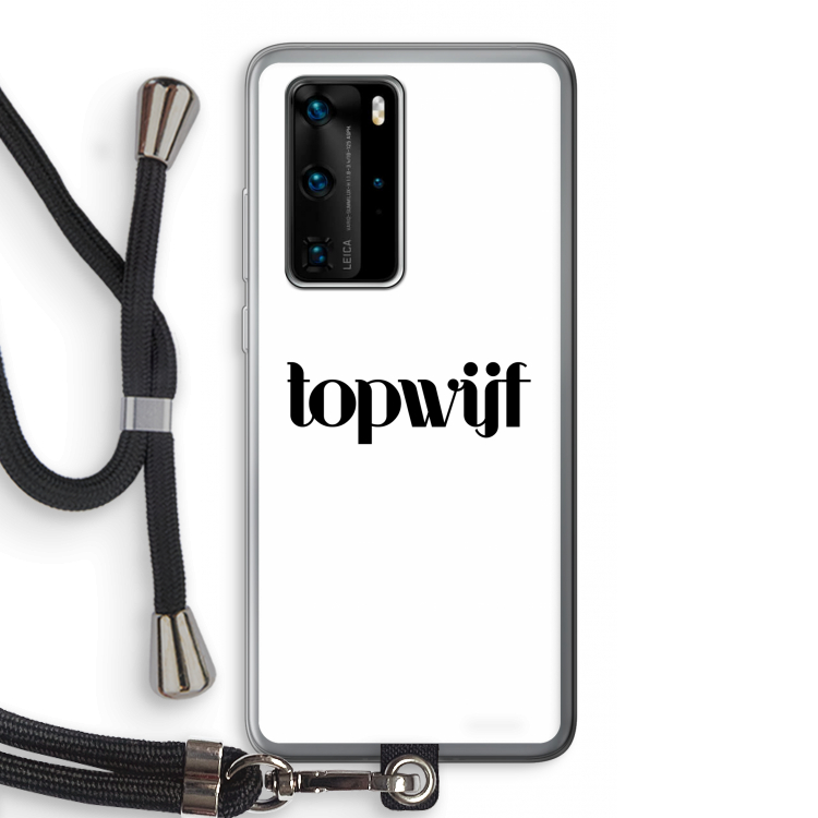 Topwijf Wit: Huawei P40 Pro Transparant Hoesje met koord
