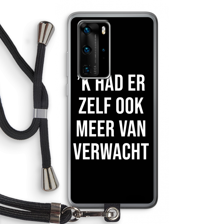 Meer verwacht - Zwart: Huawei P40 Pro Transparant Hoesje met koord