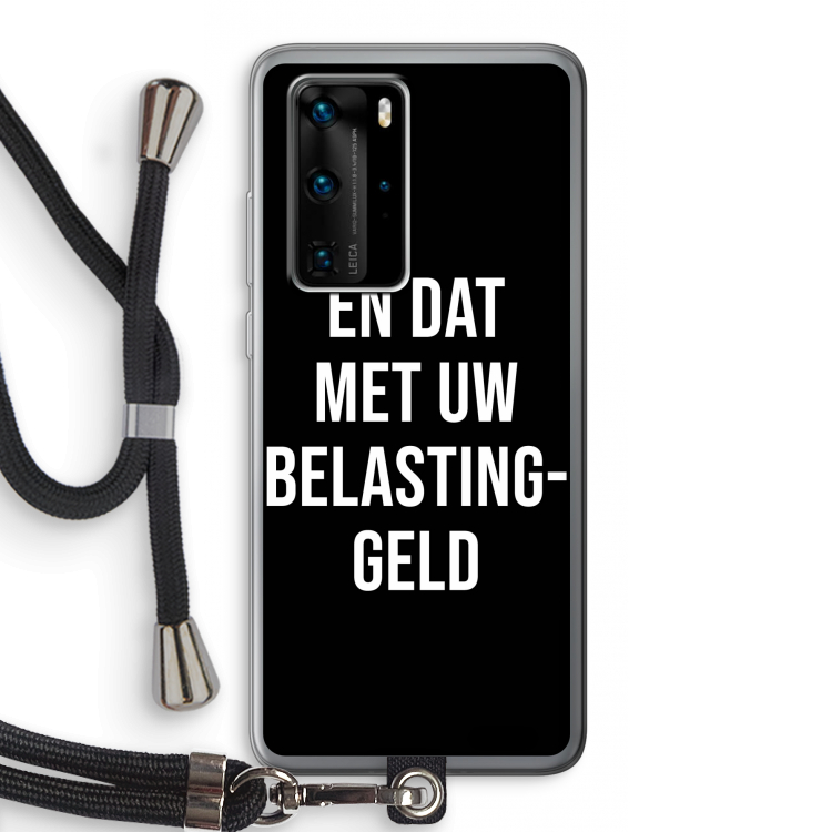 Belastinggeld - Zwart: Huawei P40 Pro Transparant Hoesje met koord
