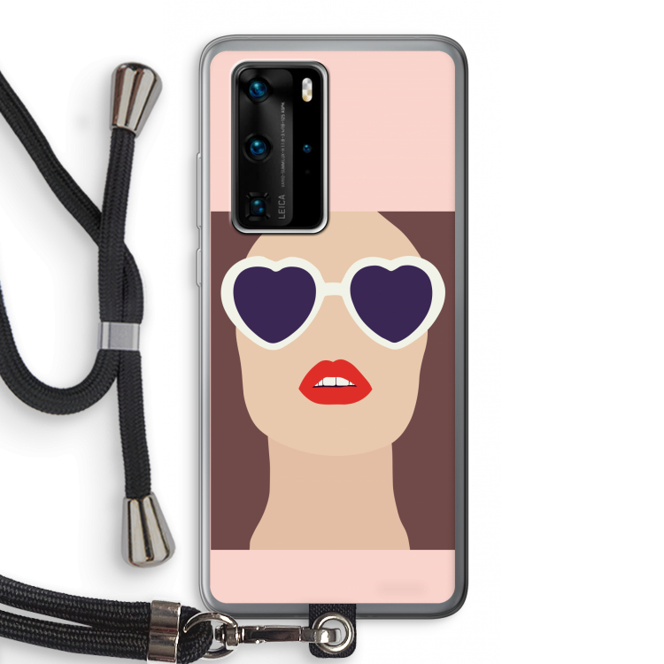 Red lips: Huawei P40 Pro Transparant Hoesje met koord
