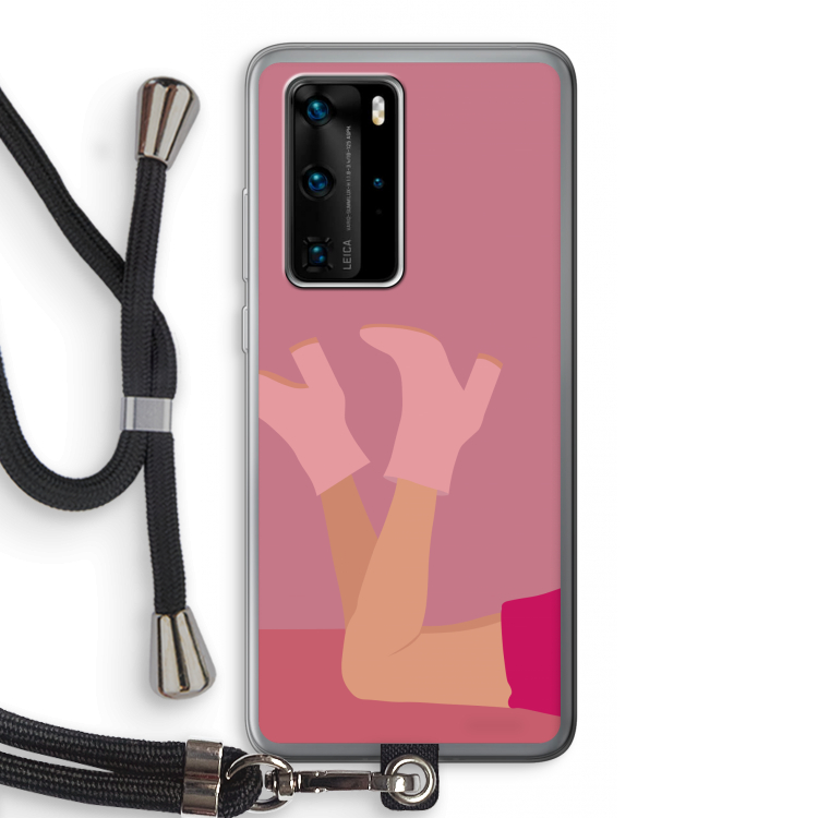 Pink boots: Huawei P40 Pro Transparant Hoesje met koord
