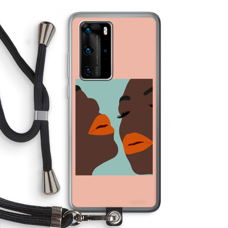 Orange lips: Huawei P40 Pro Transparant Hoesje met koord