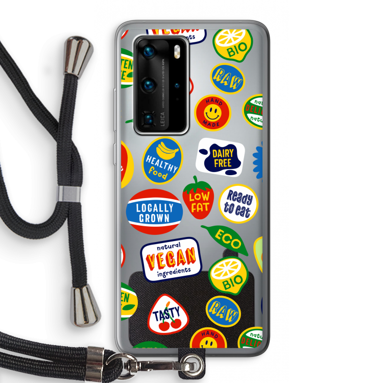 Fruitsticker: Huawei P40 Pro Transparant Hoesje met koord