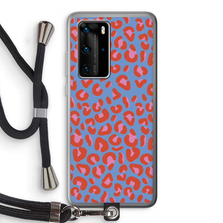 Leopard blue: Huawei P40 Pro Transparant Hoesje met koord
