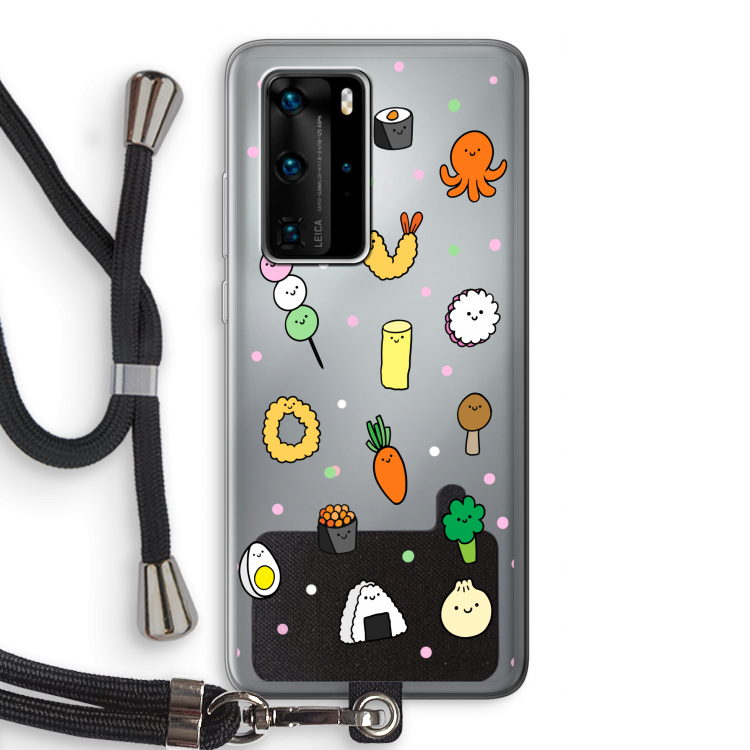 Happy bento friends: Huawei P40 Pro Transparant Hoesje met koord