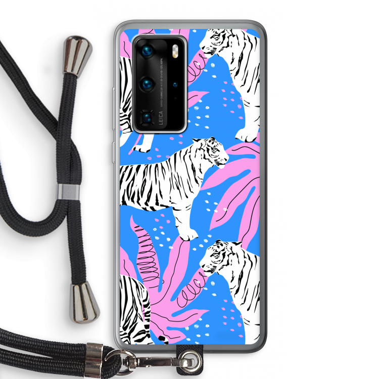 Tijger: Huawei P40 Pro Transparant Hoesje met koord