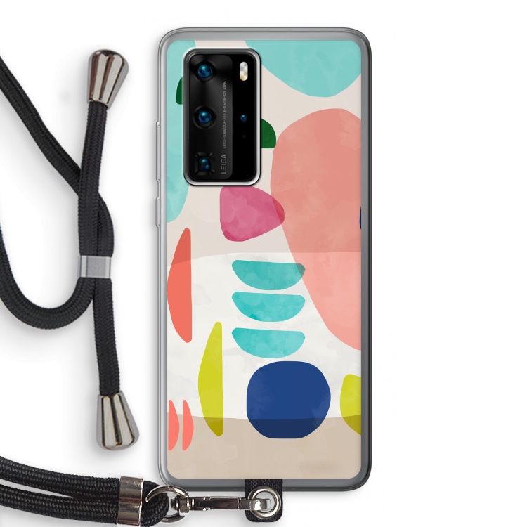 Bold Rounded Shapes: Huawei P40 Pro Transparant Hoesje met koord