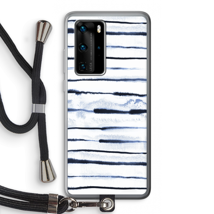 Ink Stripes: Huawei P40 Pro Transparant Hoesje met koord