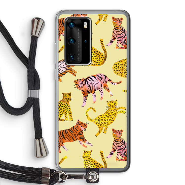 Cute Tigers and Leopards: Huawei P40 Pro Transparant Hoesje met koord