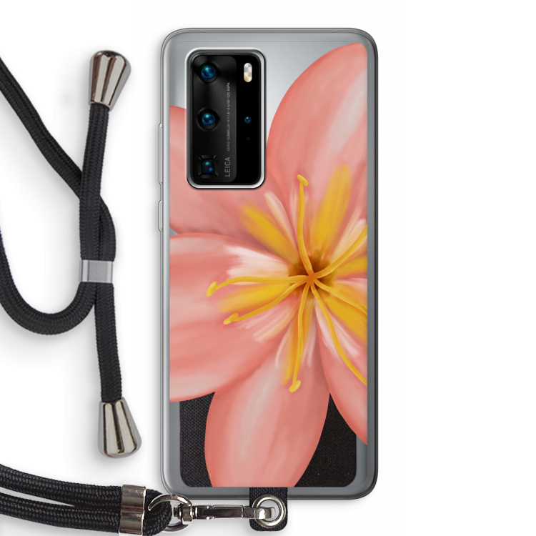 Pink Ellila Flower: Huawei P40 Pro Transparant Hoesje met koord