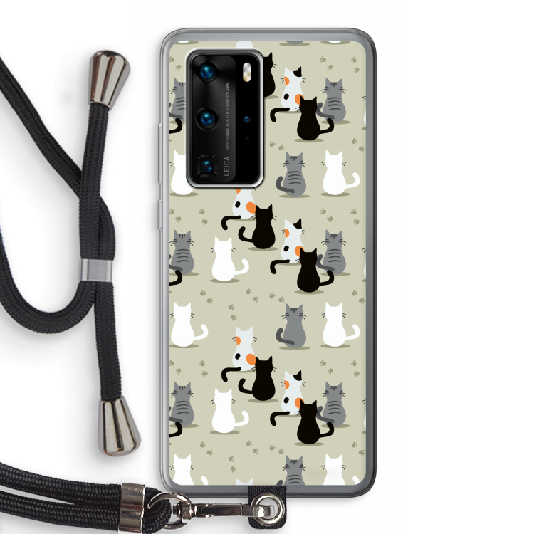 Katten: Huawei P40 Pro Transparant Hoesje met koord