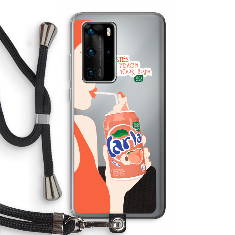 Peach please!: Huawei P40 Pro Transparant Hoesje met koord